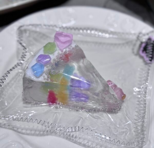 Crystal Ice Rainbow Bear Triangle Cake Squishy - A Magical Dessert Dream!