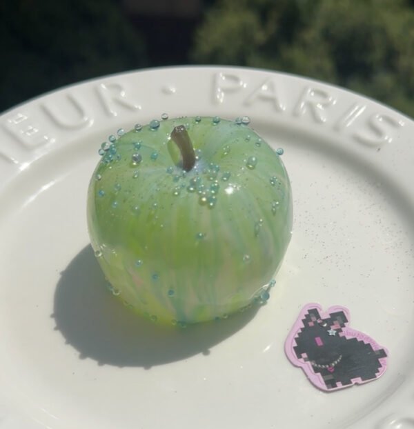 Crystal Green Apple Squishy - A One-of-a-Kind Art Piece
