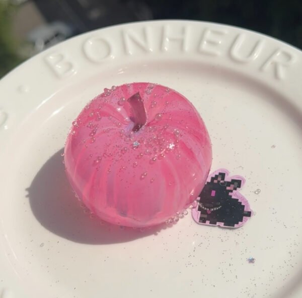 Crystal Pink Apple Squishy - A One-of-a-Kind Art Piece